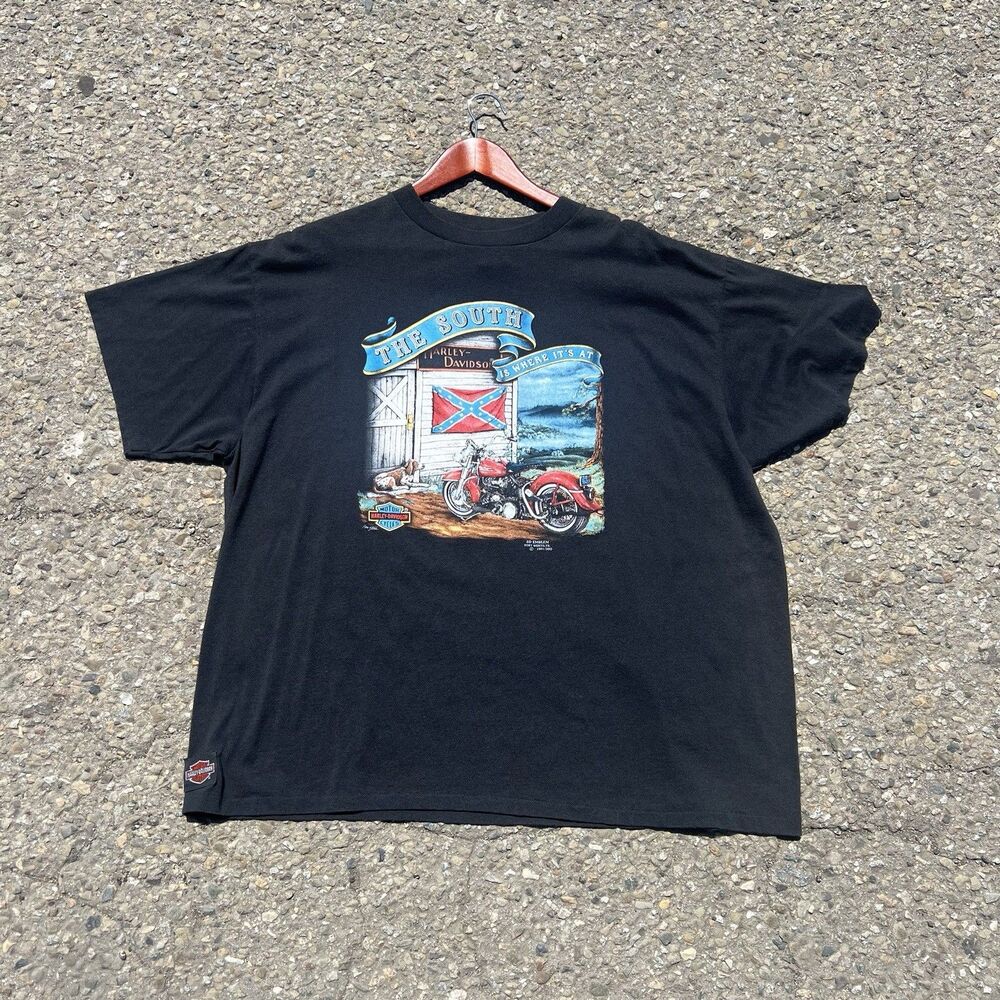 Vintage 3D Emblem Harley Davidson 1991 The South Is Where It’s At  T Shirt 2XL